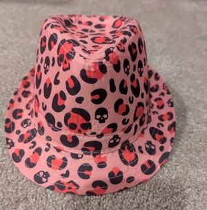 Edgy Pink Skull Leopard Fedora